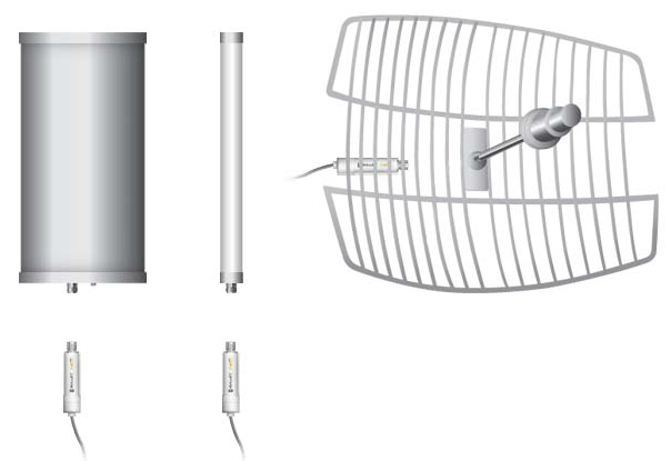 Sector Antennas, Omni Antennas, Dish Antennas plugging in Bullet M