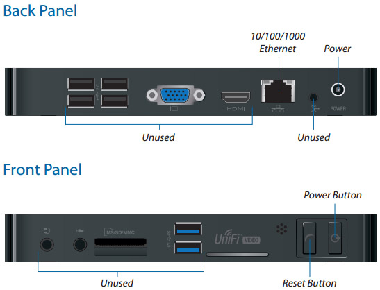 front and rear view of UniFi NVR