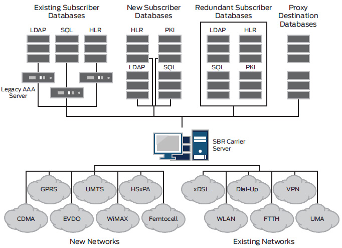 SBR Carrier’s ability to support multiple network access technologies and RADIUS proxy support