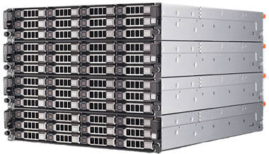 Expand up to 96 drives behind a PERC H800 Host-RAID adapter.