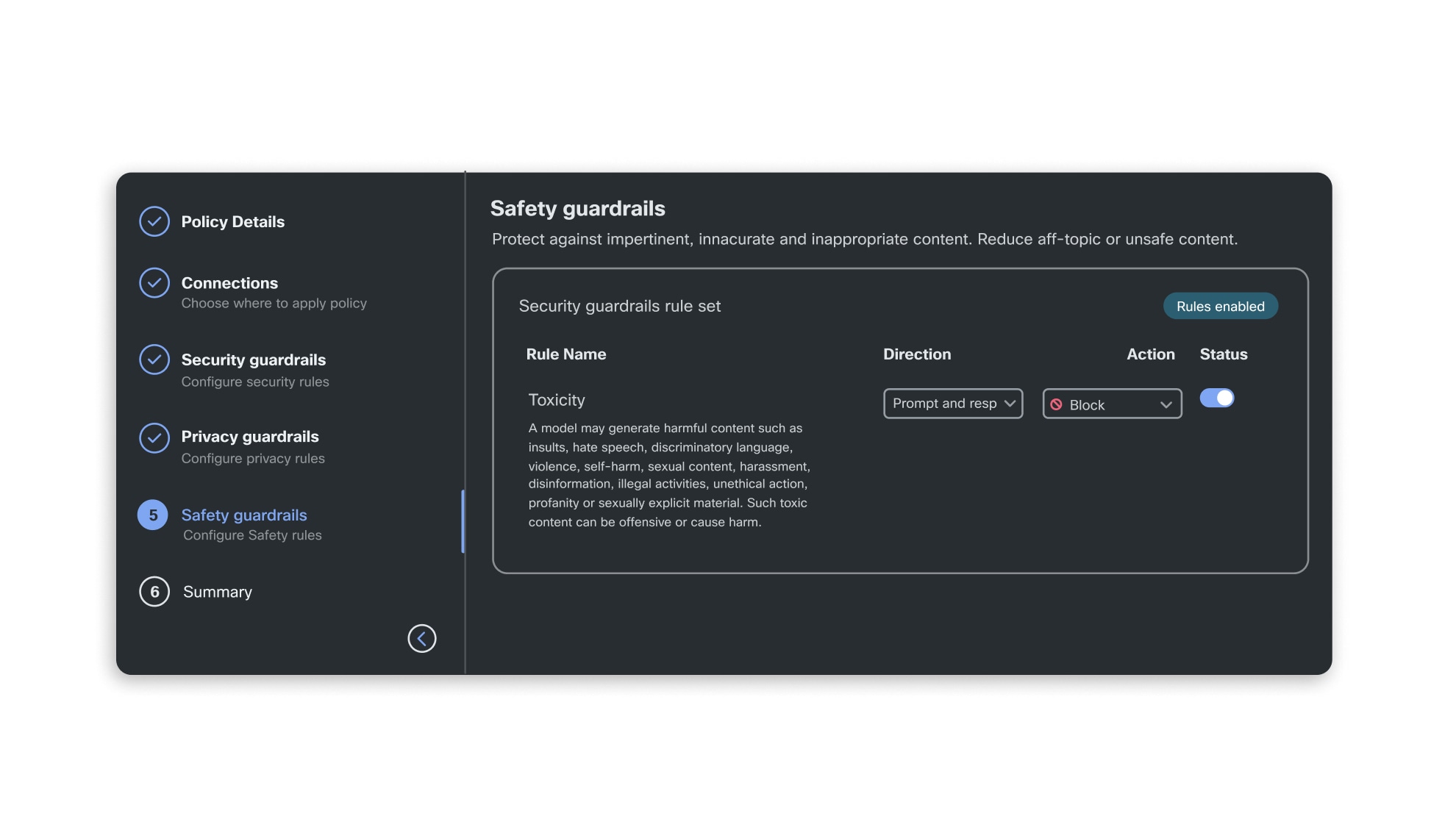 AI Runtime ensure safe model outputs dashboard