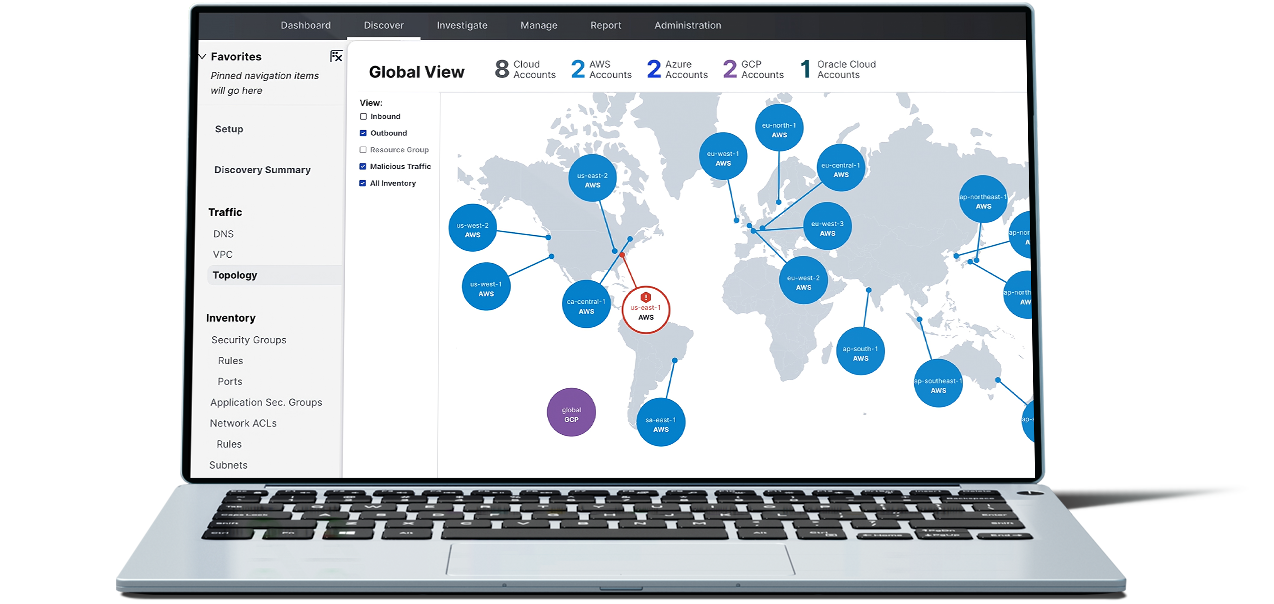 Cloud Protection management interface showing connection map