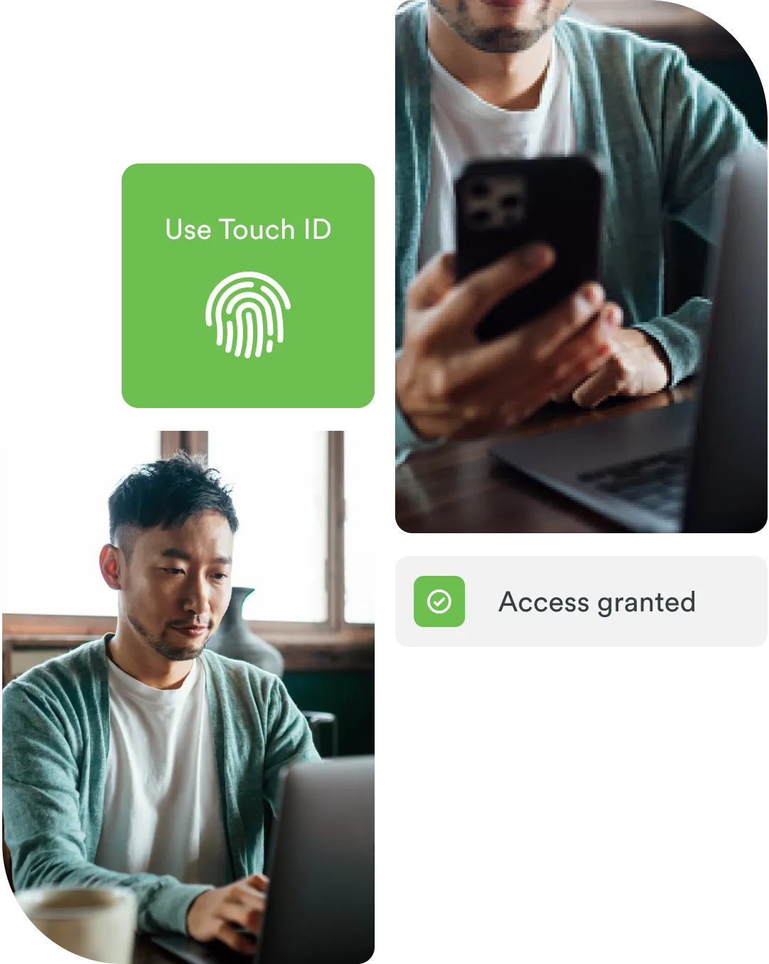 Cybersecurity professional authenticating on mobile device using passwordless