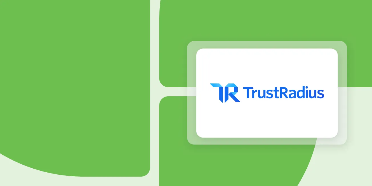 Trust Radius logo layered over Duo Security's green brand color
