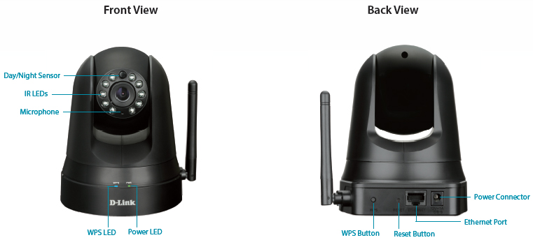 DCS-5009L Front and Back View