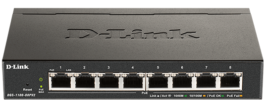 DGS-1100 V2 Series Smart Managed 8-Port PoE Gigabit Switch