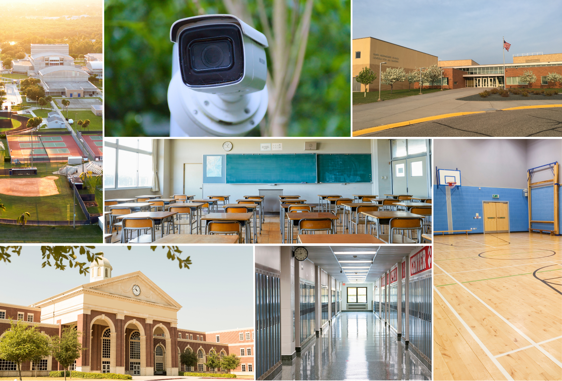 School campus monitored by AI video analytics