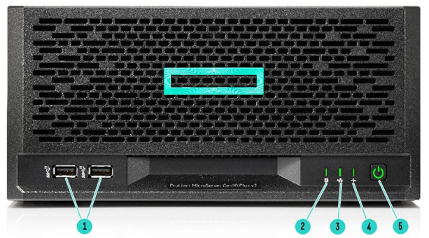 HPE ProLiant MicroServer Gen10 Plus v2- Front View (External)