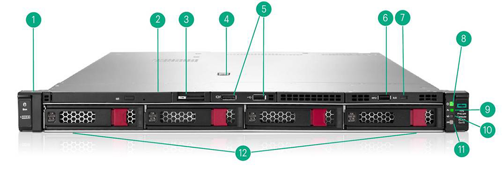 Front View – 4LFF CTO Server - 4 LFF + Optional optical drive, DisplayPort and USB2.0