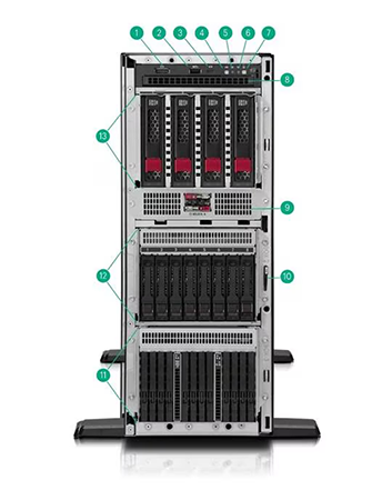 Front View – Chassis with optional 12 EDSFF/8 SFF/4 LFF Drive Cage Kits and front NS204i-u shown