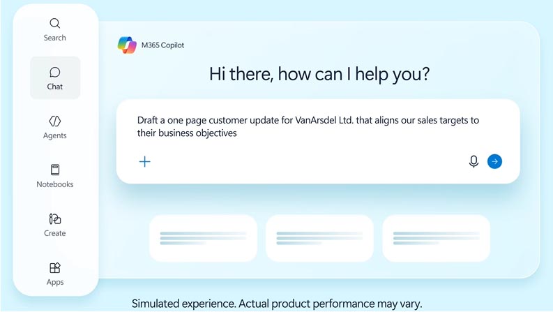 A Microsoft 365 Copilot window headed &ldquo;Hi, how can I help?&rdquo; with a model picker open, offering Auto, Quick response, Think deeper and GPT options.