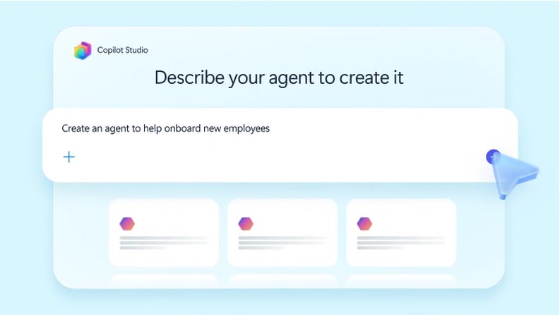 A Microsoft 365 Copilot window headed &ldquo;Your agents&rdquo;, listing Analyst, Researcher, Idea Coach, Prompt Coach and Visual Creator above a &ldquo;Built by Microsoft&rdquo; grid of agent cards.