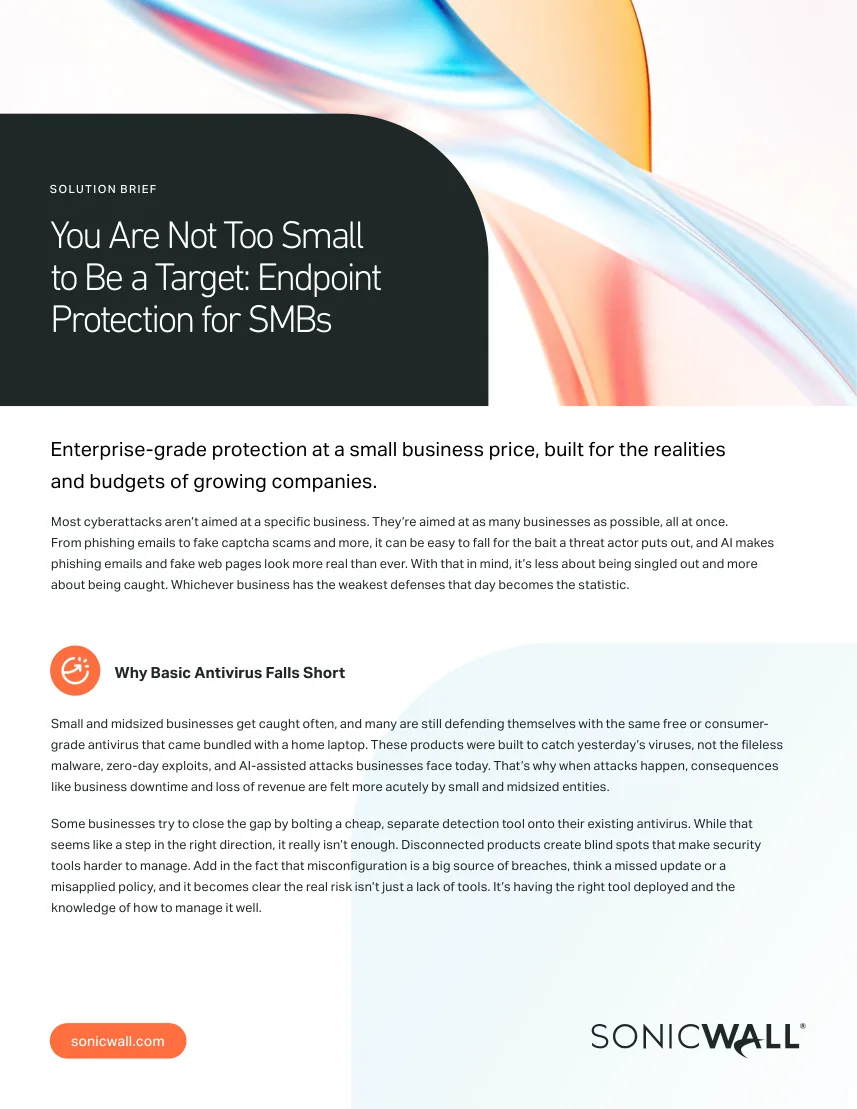 Endpoint Protection for SMBs solution brief, first page