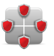 Icon: Four Red Shields on a Grid