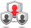 Icon: Three Shields with Human Silhouettes