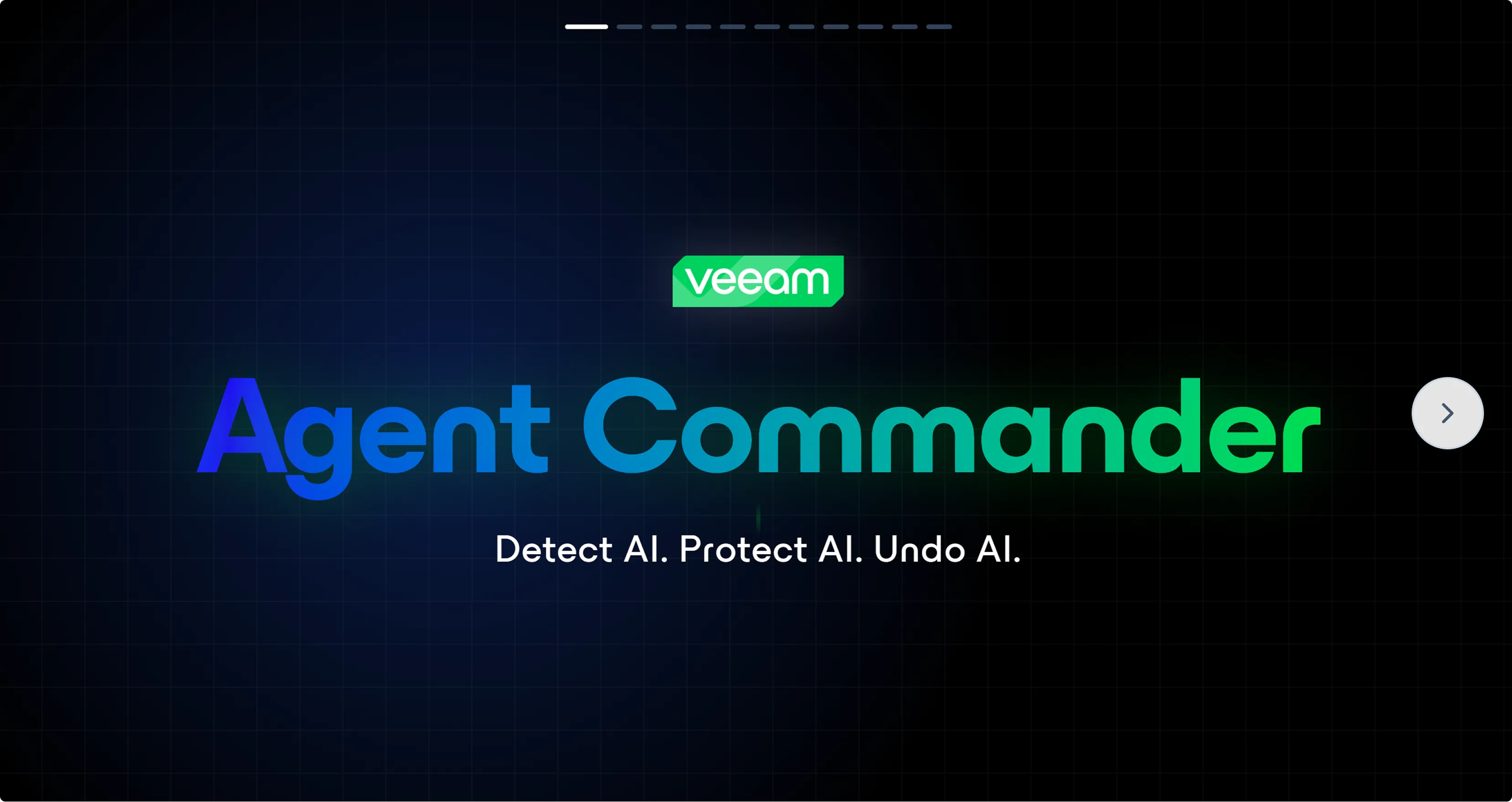 Veeam Agent Commander title card reading Detect AI. Protect AI. Undo AI.