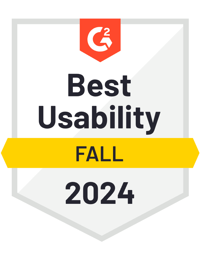 G2 Best Usability, Fall 2024 award badge