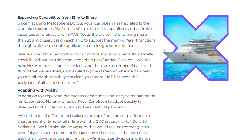 Royal Caribbean case study - Nutanix Kubernetes Platform implementation